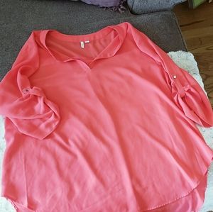 Coral colored tunic blouse